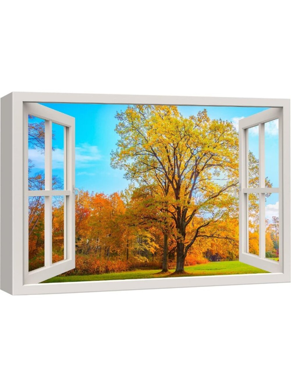 Autumn Tree Canvas Art Print - Colorful Fall Landscape for Living Room, Office